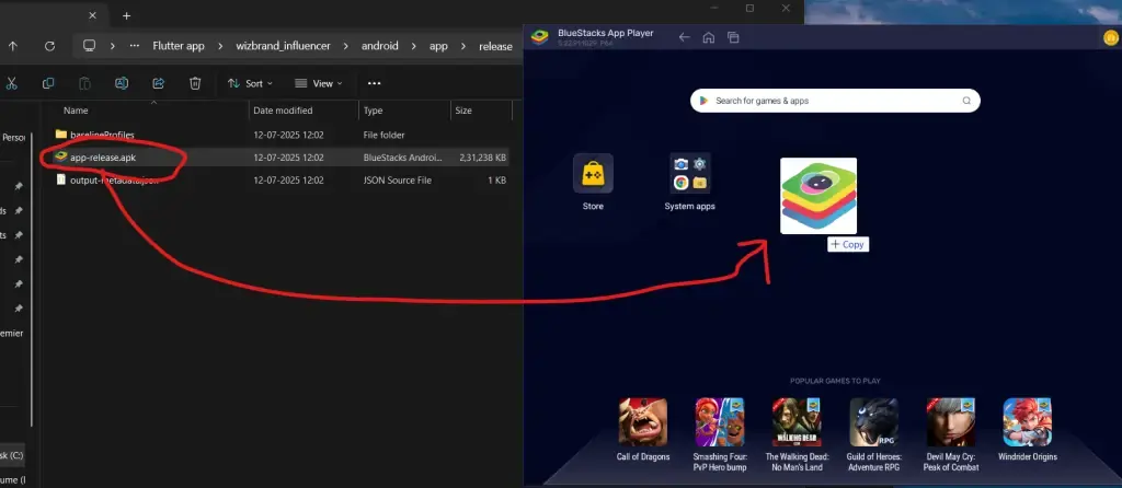 Move file to bluestack